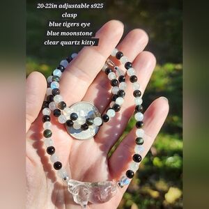 Elegant Blue Tigers Eye and Blue Moonstone Necklace